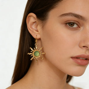 The Verdant Radiance | The Sun Tarot Symbolic Earrings - Tarotara