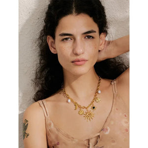 The Solar Path | The Sun & Moon Multi - Charm Necklace - Tarotara
