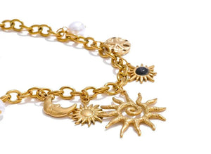 The Solar Path | The Sun & Moon Multi - Charm Necklace - Tarotara