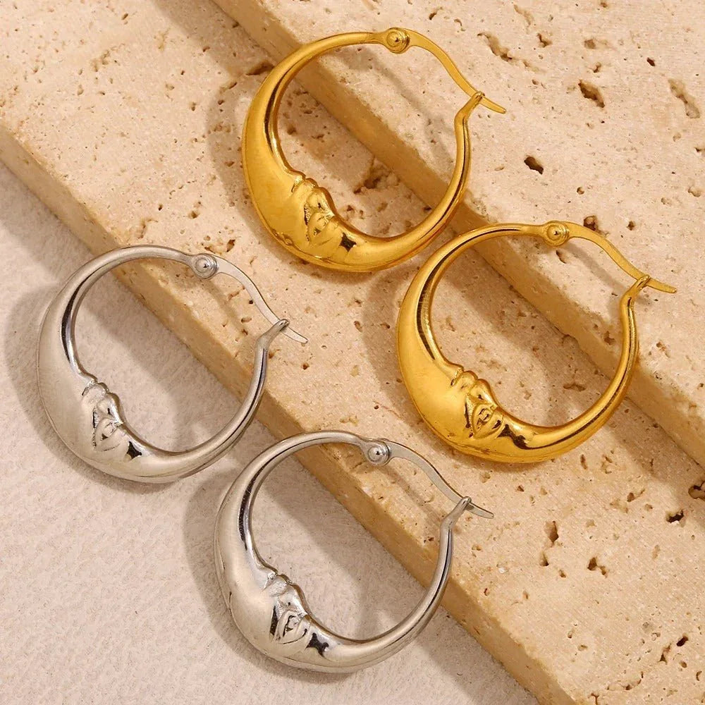 The Lunar Reflection | The Moon Tarot Hoop Earrings - Tarotara