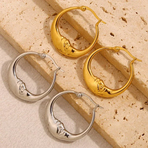 The Lunar Reflection | The Moon Tarot Hoop Earrings - Tarotara