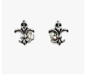 Silver-tone fleur-de-lis earrings in a main product view