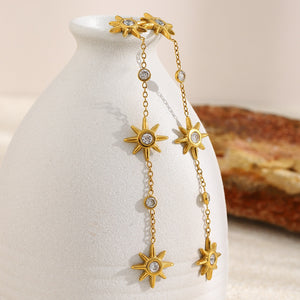 Gold-tone eight-point chain drop earrings color option