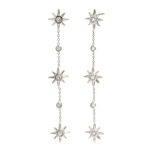 Silver-tone eight-point chain drop earrings color option