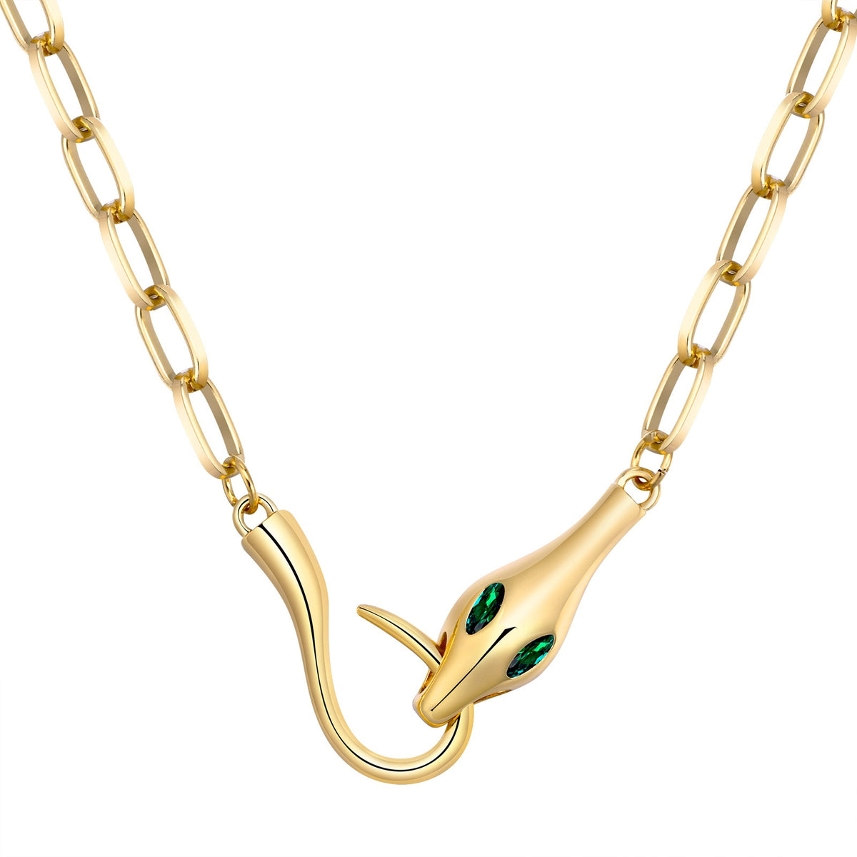 Gold-tone snake-head chain necklace in a main product view