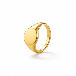 Gold-tone signet ring with a smooth oval face