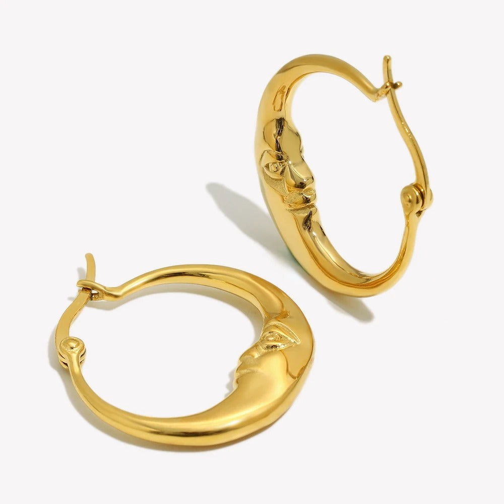 The Lunar Reflection | The Moon Tarot Hoop Earrings