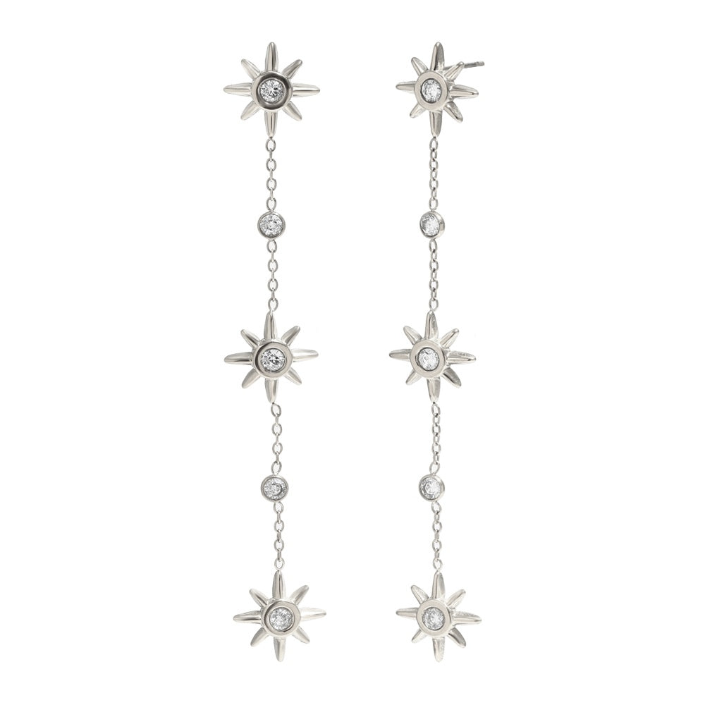 Silver-tone eight-point chain drop earrings color option