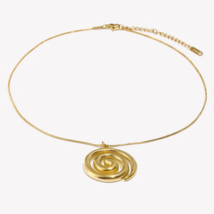 Gold-tone spiral pendant necklace shown in a product view