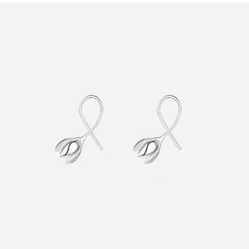 Silver-tone leaf drop earrings in a main product view